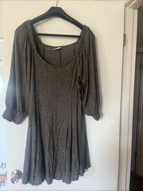 Anthropologie Metallic Ribbed Scoop-Neck Tunic in Bronze